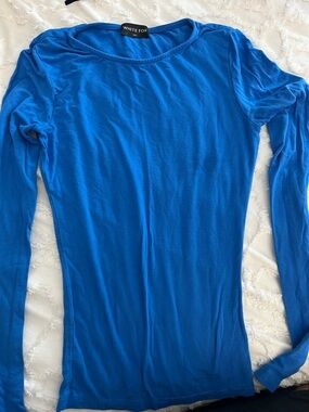 White Fox Boutique Long Sleeve Crewneck Top - Royal Blue